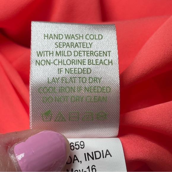 Lilly Pulitzer Neon Coral Pink Sun Ray Babydoll Dress Gold Crochet Party‎ Small - Picture 7 of 9